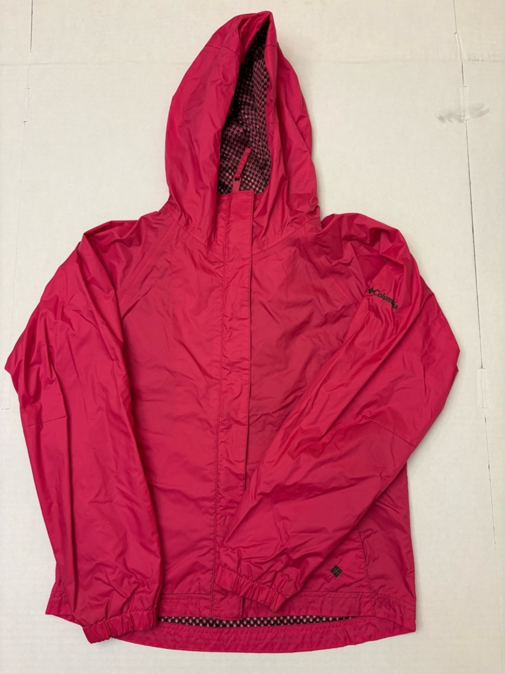 Columbia Omni-Shield Girls Pink Rain Coat Jacket Hooded Waterproof Size 10/12